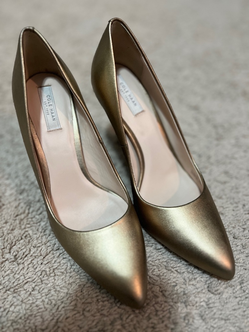Cole Haan Metallic Gold Pointed-Toe Pumps